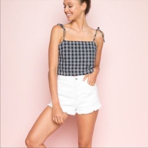 Brandy Melville plaid tie strap tank